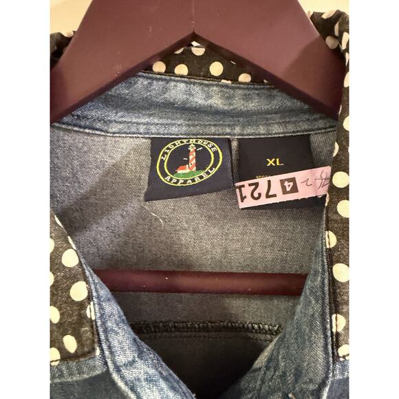 Lighthouse Apparel Flower Garden Spring Mixed Pattern Chambray Button Down XL - Picture 5 of 7